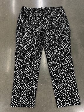 Chico's pull on trouser pants size 3R US 16R black white cheetah animal pockets